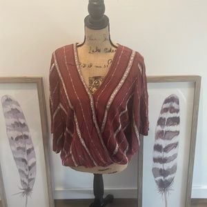 City Chic Red Blouse with White Stripes